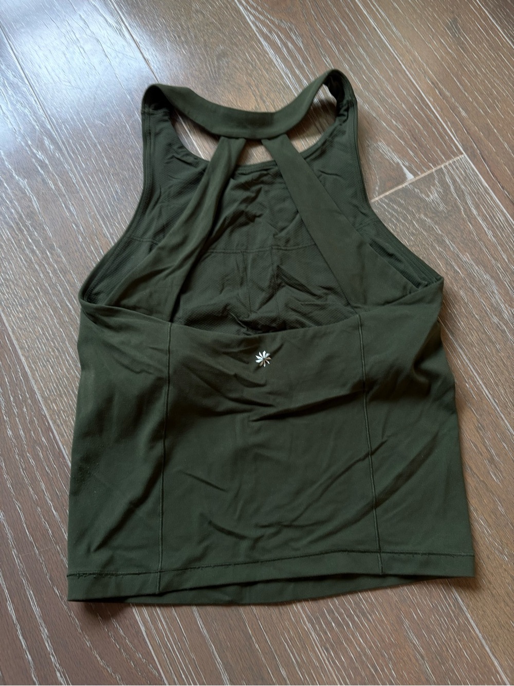 Good Condition Athleta Transcend High Neck tank with built in bra size S green